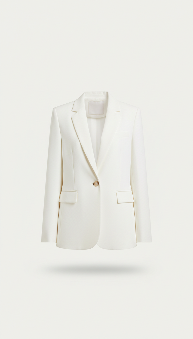 Minimalist White Blazer Linen Blend