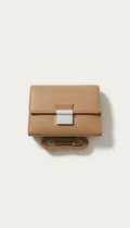 Warm Beige Structured Shoulder Bag Magnetic Closure