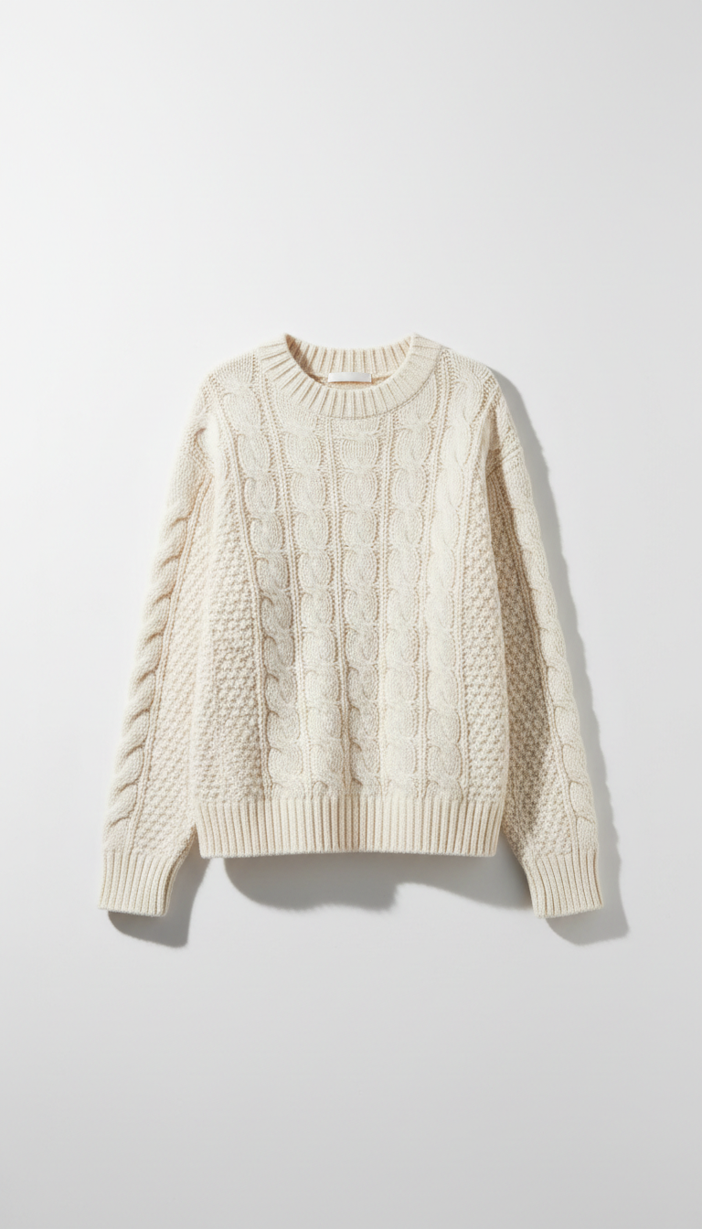 Soft Ivory Knit Sweater Merino Wool